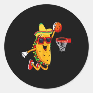 Sticker Rond Taco Jouer Sketll Nourriture Mexicaine Dunking Cin