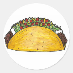 Sticker Rond Taco Mexicain Alimentation Foin Coquille Dur Maïs