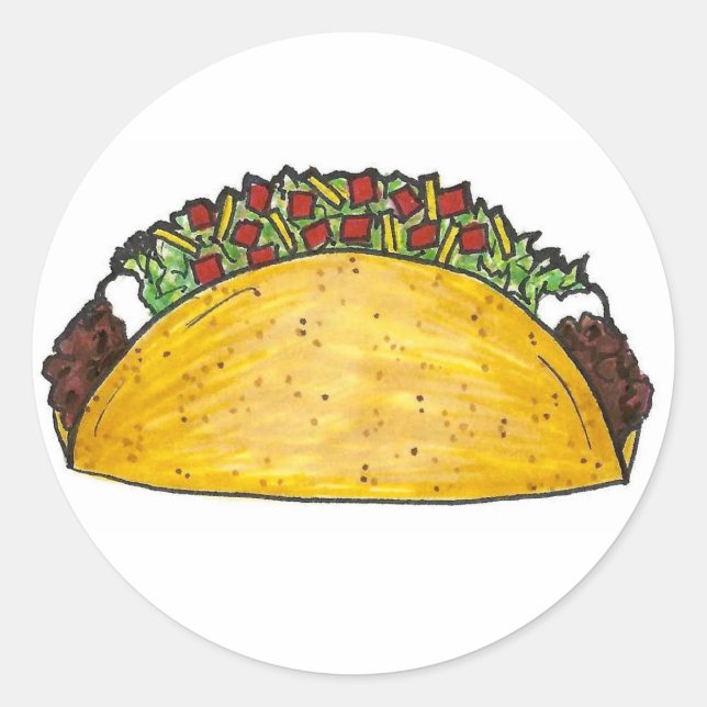 Sticker Rond Taco Mexicain Alimentation Foin Coquille Dur Maïs  (Devant)