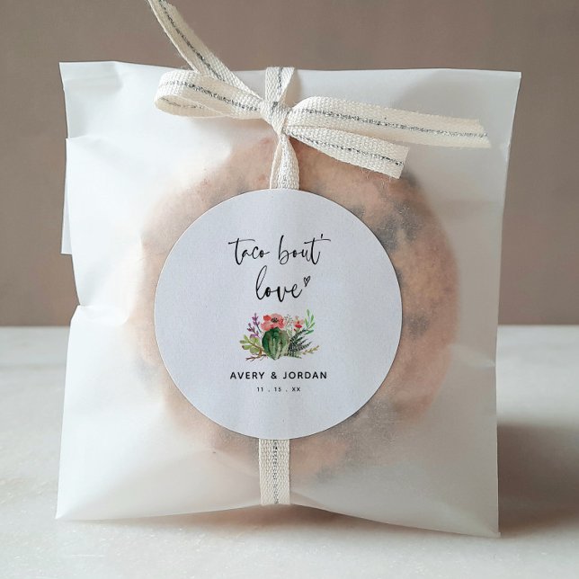 Sticker Rond Taco moderne Bout Love Cactus Mariage Succulent (Créateur téléchargé)