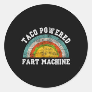Sticker Rond Taco Powered Fart Machine Drôle Cinco De Mayo Adul