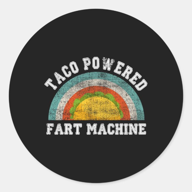 Sticker Rond Taco Powered Fart Machine Drôle Cinco De Mayo Adul (Devant)