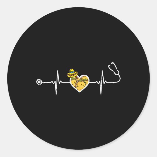 Sticker Rond Taco Sombrero Stethoscope Cinco De Mayo (Devant)