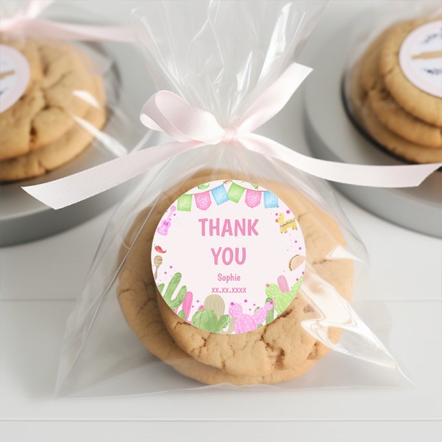 Sticker Rond Taco sur le plaisir fiesta mexicaine fille anniver (Créateur téléchargé)