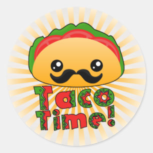 Sticker Rond Taco Time