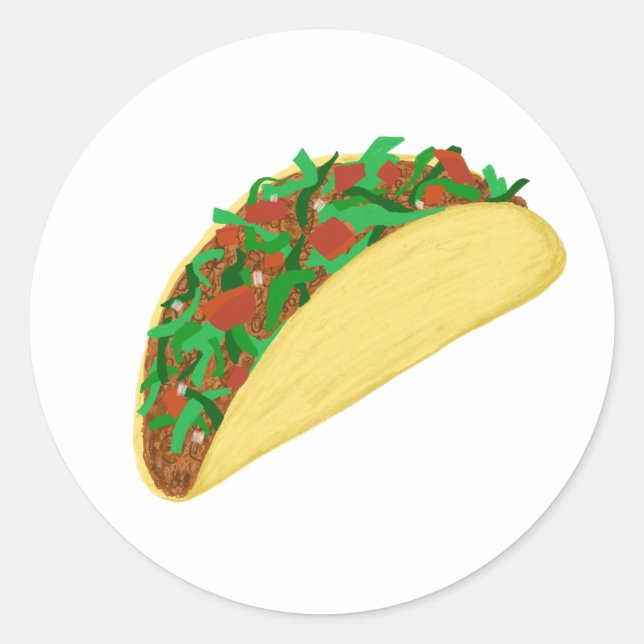 Sticker Rond Taco Time - mangeons des tacos (Devant)