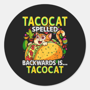 Sticker Rond Tacocat écrit à l'envers taco cat cinco de mayo