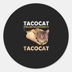 Sticker Rond Tacocat mignon Taco Chat épelé vers l'arrière