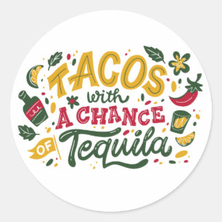 Sticker Rond Tacos Avec Chance Tequila