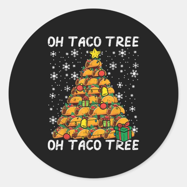 Sticker Rond Tacos Christmas Tree Funny Xmas Foodie Mexican Men (Devant)