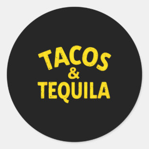 Sticker Rond Tacos de fiesta mexicains vintage & boisson