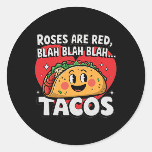Sticker Rond Tacos drôle Saint Valentin amateur de nourriture 