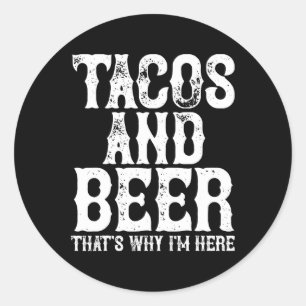 Sticker Rond Tacos Et Bière Boire Drunk Cinco De Mayo Hommes Qu