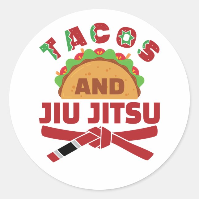 Sticker Rond Tacos et Jiu Jitsu (Devant)