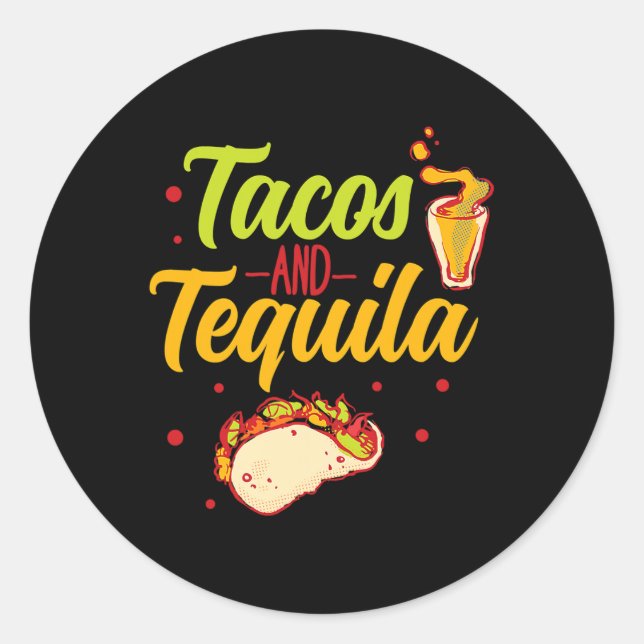 Sticker Rond Tacos Et Tequila Cinco De Mayo (Devant)