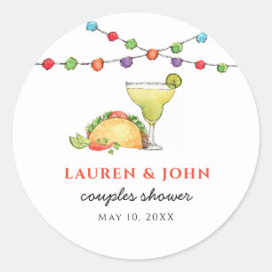 Sticker Rond Tacos et Tequila Fiesta Couples