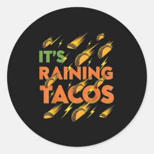 Sticker Rond Tacos Pluie Drôle Nourriture Mexicaine Humour Rue