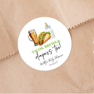 Sticker Rond Tacos se reproduit et diapers aussi ! Baby shower