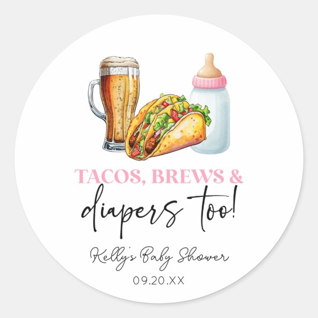 Sticker Rond Tacos se reproduit et diapers aussi ! Baby shower (Devant)
