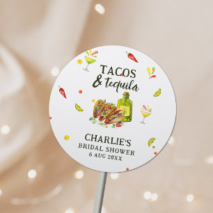 Sticker Rond Tacos & Tequila Fête estivale tropicale pour enter