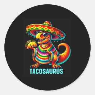 Sticker Rond Tacosaurus taco dinosaure cinq mai mexicain