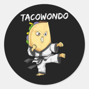 Sticker Rond Tacowondo Taco Arts Martiaux Taekwondo