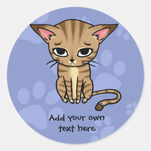 Sticker Rond Tad Tabby chat Kitten