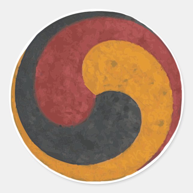 Sticker Rond Taegeuk en rouge, noir et or (Devant)