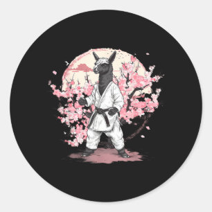 Sticker Rond Taekwondo Alpaca Arts Martiaux Arbre Sakura Judo