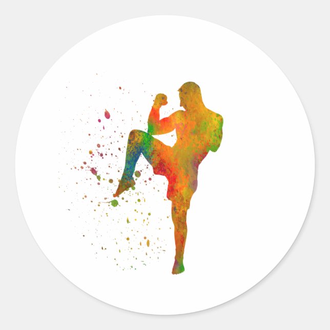 Sticker Rond Taekwondo-karate en acuarela (Devant)