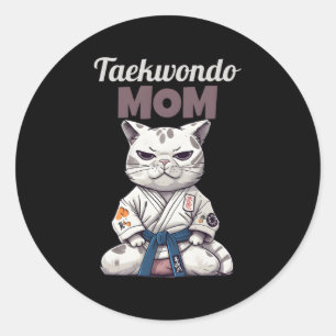 Sticker Rond Taekwondo Maman Cat Karate Judo