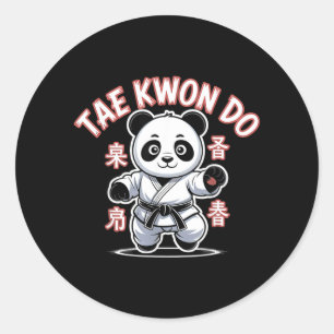 Sticker Rond Taekwondo Panda Drôle Tkd Coréen
