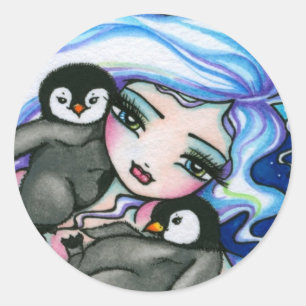 Sticker Rond "Tag Alongs" Sirène Baby Penguins Imaginaire Fée
