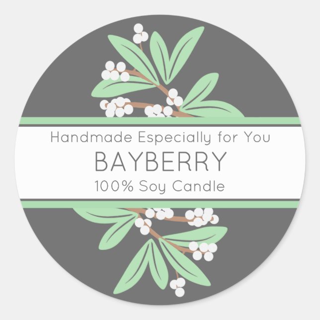 Sticker Rond Tag cadeau artisanal avec Bayberry d'hiver (Devant)