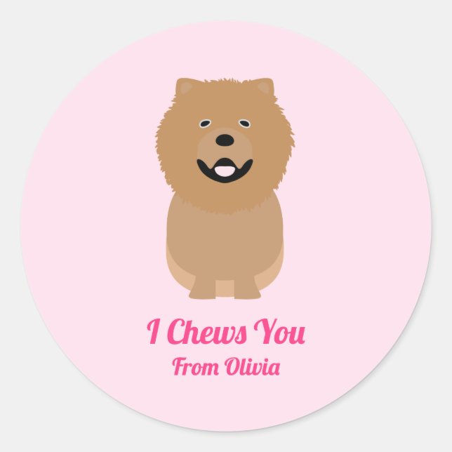 Sticker Rond Tag cadeau Chien Chow, Saint Valentin (Devant)