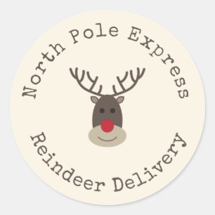 Sticker Rond Tag cadeau de livraison spéciale Pôle Nord Rudolph