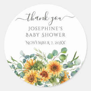 Sticker Rond Tag de Baby shower cadeau Sunflower Sunshine Fall