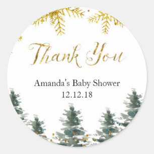 Sticker Rond Tag de Baby shower de Noël hiver