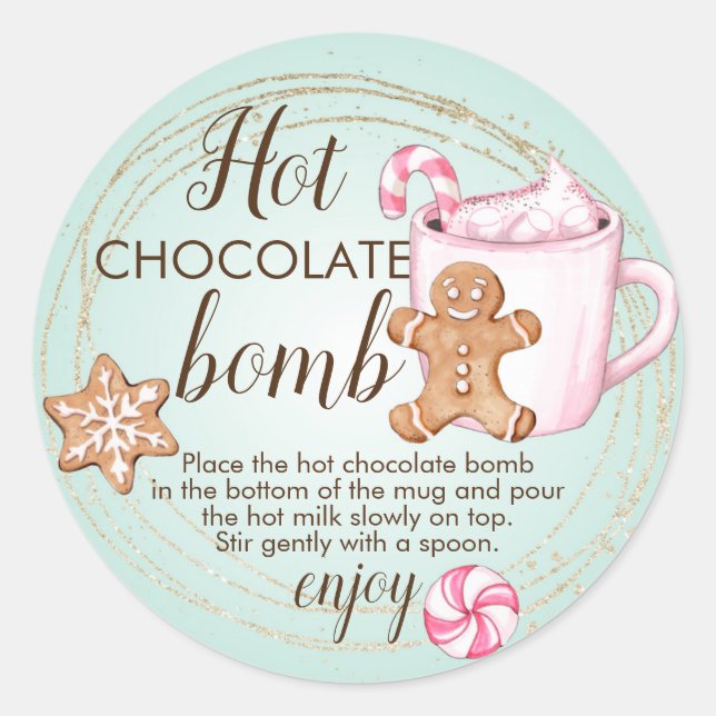 Sticker Rond Tag de bombe chocolat chaud (Devant)