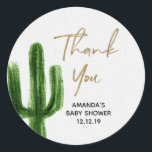 Sticker Rond Tag de Merci de Baby shower de cactus mexicain<br><div class="desc">Tag de Merci de Baby shower de cactus mexicain</div>
