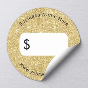 Sticker Rond Tag de prix Parties scintillant or moderne