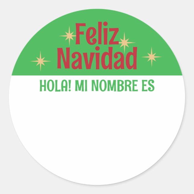 Sticker Rond Tag Feliz Navidad Spanish Hello (Devant)