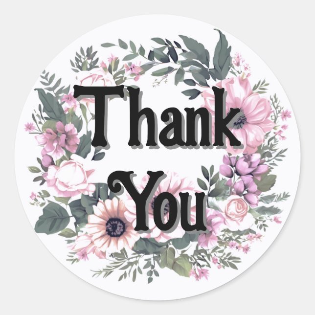 Sticker Rond Tag Fleur Thankyou Wreath Classy Coquette (Devant)
