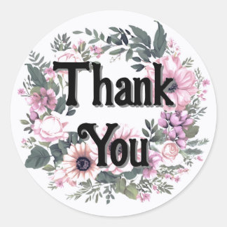 Sticker Rond Tag Fleur Thankyou Wreath Classy Coquette