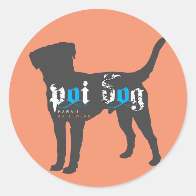 Sticker Rond Tag Hawaii Poi Chien / Bagage valise bagages (Devant)