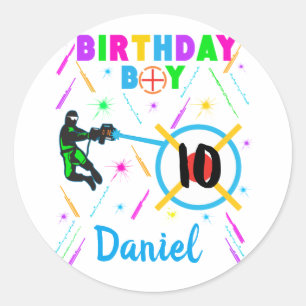 Sticker Rond Tag laser Jeu d'anniversaire de la partie de garço