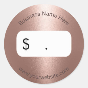 Sticker Rond Tag Rose moderne or métal