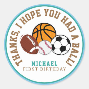 Sticker Rond Tag Sport All Star Party Merci Favoriser