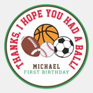 Sticker Rond Tag Sport All Star Party Merci Favoriser