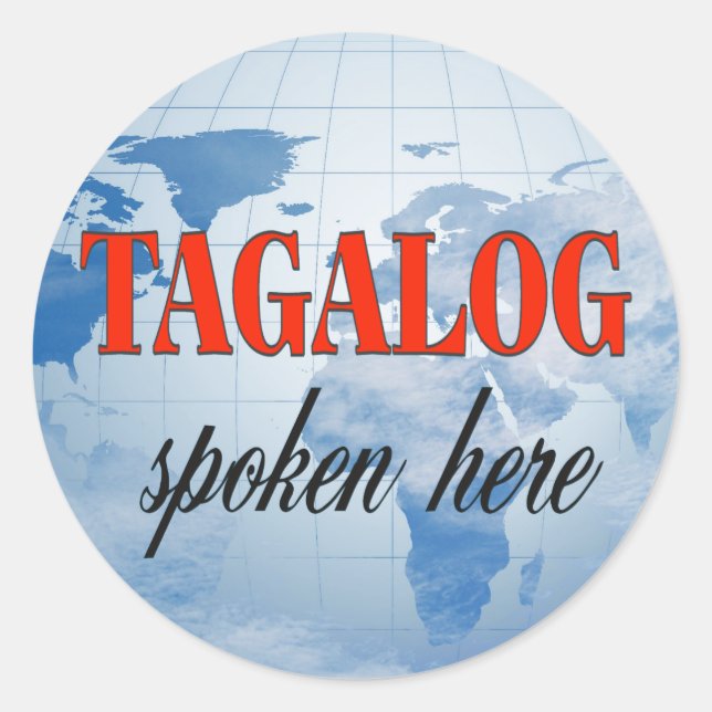 Sticker Rond Tagalog parlé ici terre nuageuse (Devant)